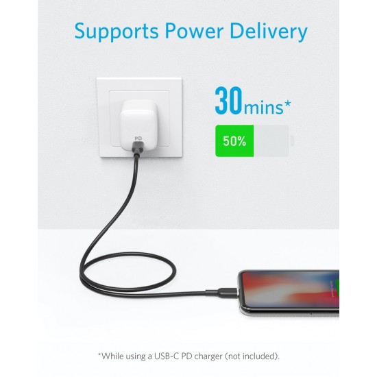ANKER POWERLINE +II USB-C CABLE WITH LIGHTNING CONNECTOR 3FT